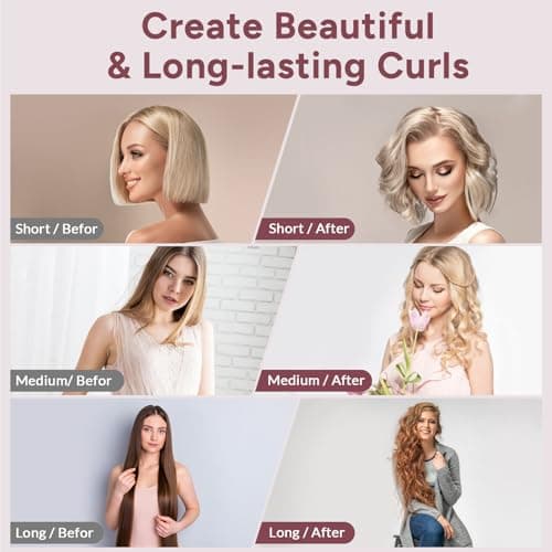 Global Voltage Curling Iron with 5 Heat Settings & 360° Rotation for Effortless Curls