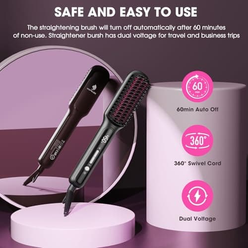MiroPure Plasma Ceramic Hair Straightener with 16 Temp Settings, LED Display, Black