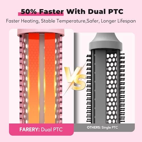 Farery Non-Blowing Heated Curling Brush, 1.75 inch, Adjustable Temp, Dual Voltage