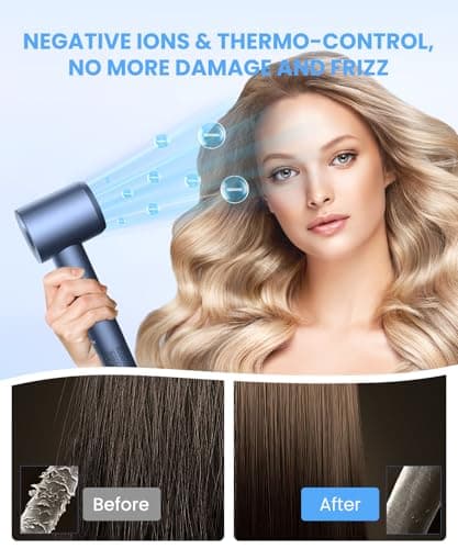 Professional Ionic Hair Dryer, Fast Drying 150,000 RPM Motor, 5 Temps/3 Speeds