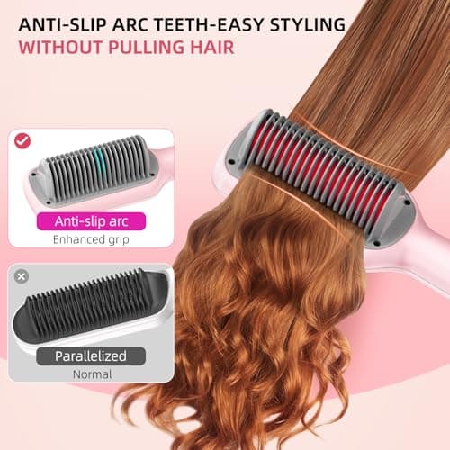ABLEGRID Portable Hair Straightener Brush with 5 Temps and Anti Scald Support