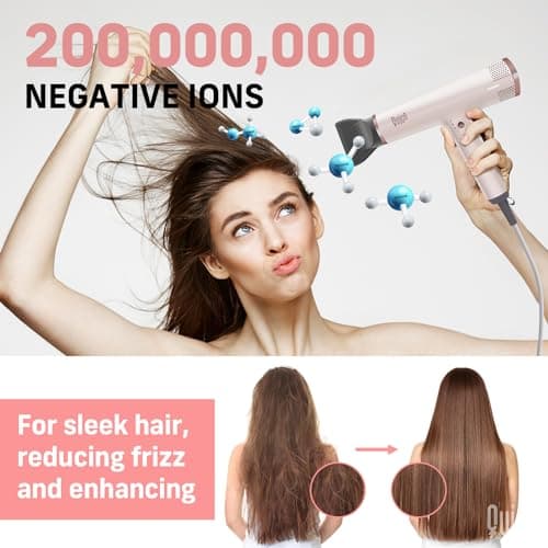 QUICO Hair Blow Dryer for Women, 1875W Quiet 7X Faster Dryer with Diffuser