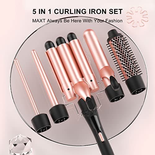 MAX-T 5-in-1 Ceramic Curling Iron Set for All Hair Types
