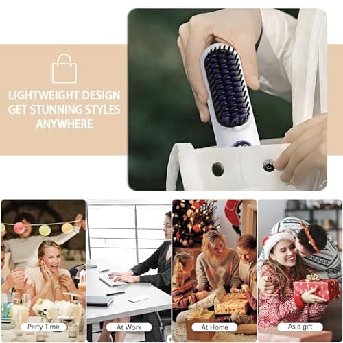 Portable Rechargeable Cordless Hair Straightening Brush
