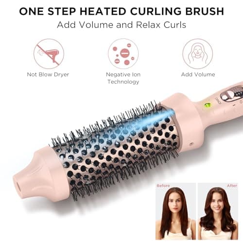 Aima Beauty Ion Hair Curling Iron Brush, 1.5"/40mm Ceramic, Pink