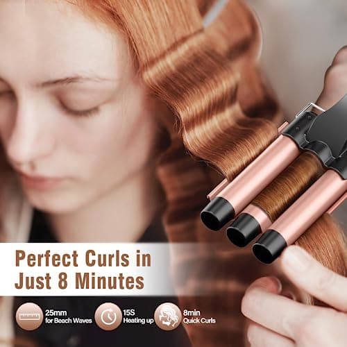 BESTOPE PRO 3 Barrel Waver Curling Iron - 5 in 1 Hair Wand Set