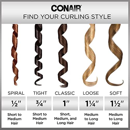 CONAIR Double Ceramic 1-Inch Curling Iron Classic Curls Short to Long Hair