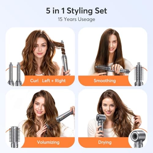 5 in 1 Hair Styler - Curl, Volumize, Straighten, Frizz-Free, 300 Million Ions, Multi Styler Gift for Women