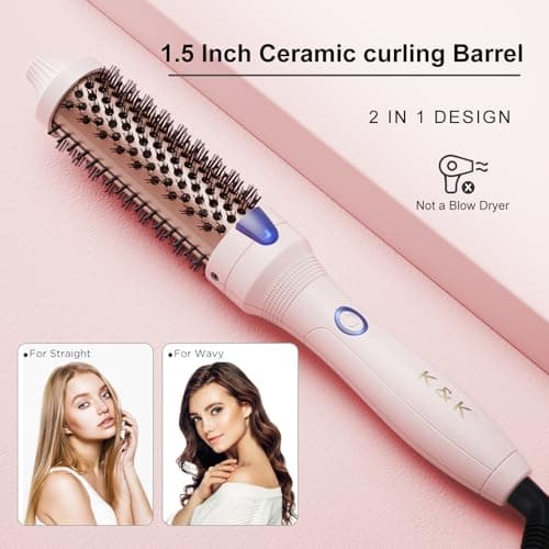 K&K 1.25 Inch Tourmaline Ionic Hot Brush for Loose & Volume Curls
