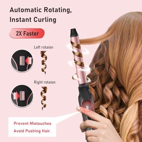 Automatic 1 Inch Curling Iron - Fast & Effortless Beach Waves for All Hair Types