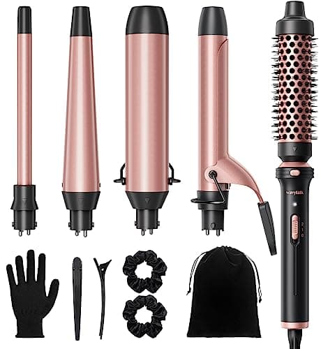 WavyTalk 3-in-1 Curling Wand Set: Multi-Curl, Flat Iron & Heated Brush, 1.25" Barrel