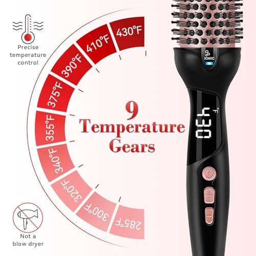 Ufree Ionic 1.5 Inch Heated Curling Brush, 30s Fast Heat, 9 Temp Settings, Travel Styling Tool, Gifts for Women