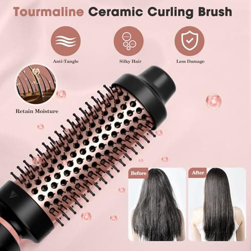 5-in-1 Ceramic Barrel Curling Iron with Thermal Brush & Travel Case