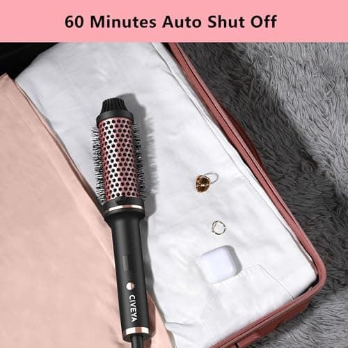 Temp Adjustable Ionic Thermal Curling Iron, 1.5 Inch Round Brush for Smooth Volumized Hair