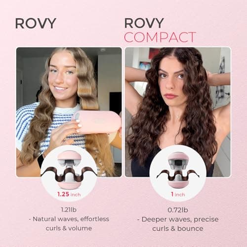 TYMO ROVY 1 Inch Ceramic 3 Barrel Ionic Curling Iron for Beach Waves Pink