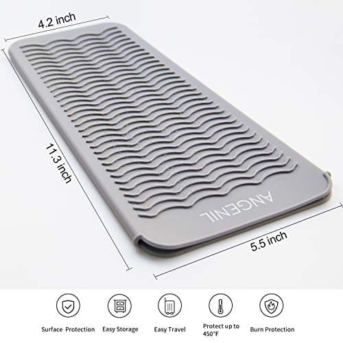 ANGENIL Professional Silicone Heat Mat & Cover for Hair Straighteners, Curling Irons and More, Grey