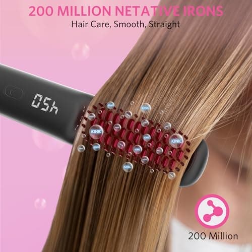 2-in-1 Hot Comb & Straightening Brush for Frizz-Free Hair – 9 Temp Settings, Up to 450℉
