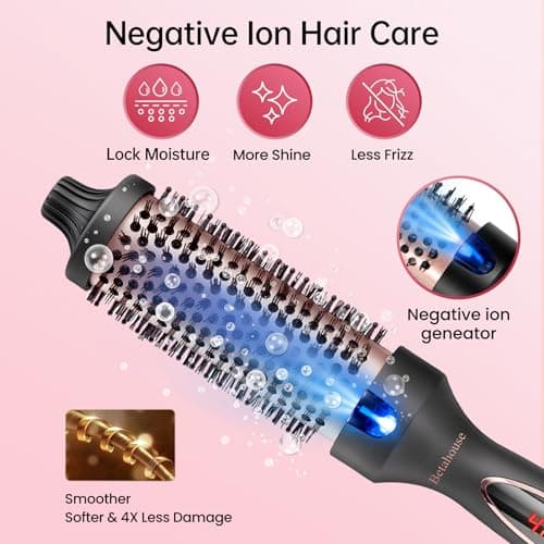Betahouse 1.5 Inch Lonic Heated Curling Iron for Volumized Blowout, 5 Heat Settings