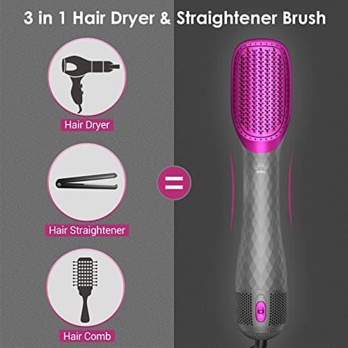 Professional 1200W Ceramic Tourmaline 3 in 1 Hair Dryer Brush (Gray)