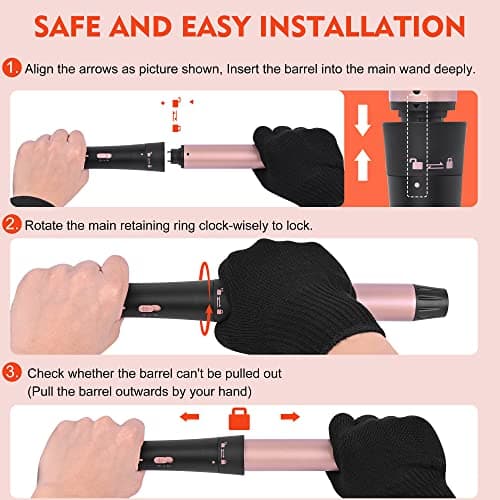 USHOW 6 in 1 Curling Wand Set - Instant Heat Ceramic Curling Iron with Gloves