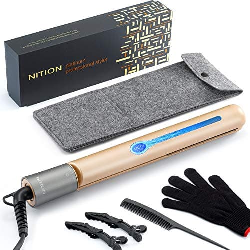 NITION Ceramic Tourmaline Hair Straighteners - Fast Heating, Adjustable 265-450°F, 1" Smooth Plate Styling Tools