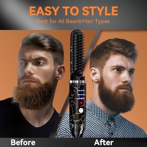 Cordless Beard Straightening Brush with 3 Temp Settings for Men