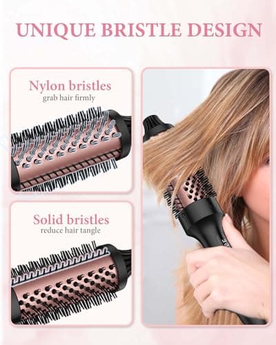 ANWA Ceramic Tourmaline Heated Round Brush, 1.5 Inch, Double Voltage, Blowout & Voluminous Hair Style