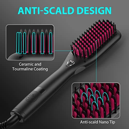 MiroPure Ionic Heated Straightening Brush, 30s Fast Heating, 11 Temp Control (Black)