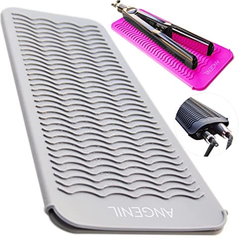 ANGENIL Professional Silicone Heat Mat & Cover for Hair Straighteners, Curling Irons and More, Grey