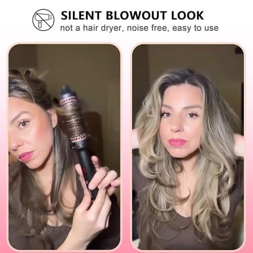 Temp Adjustable Ionic Thermal Curling Iron, 1.5 Inch Round Brush for Smooth Volumized Hair