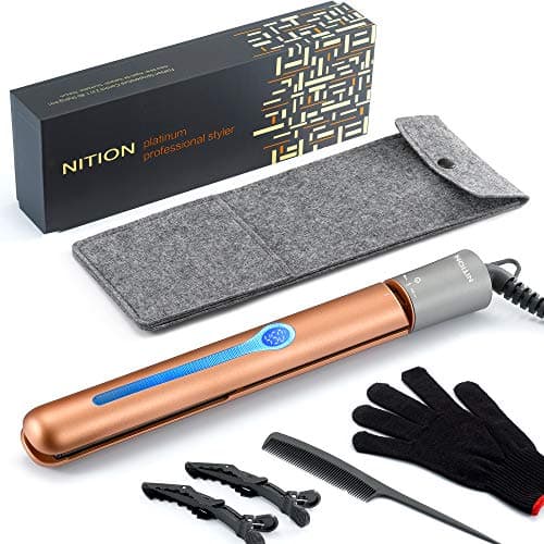 NITION Ceramic Tourmaline Hair Straighteners - Fast Heating, Adjustable 265-450°F, 1" Smooth Plate Styling Tools