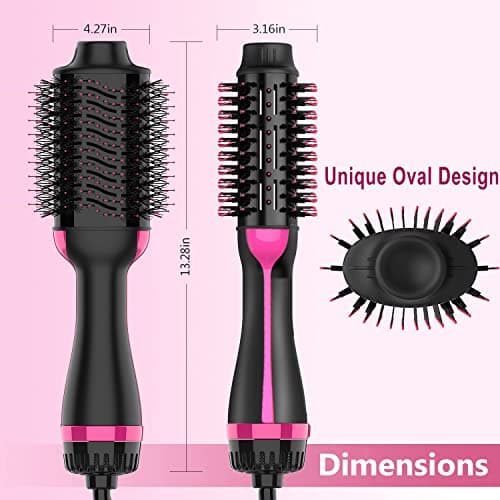 Professional Black Pink Hair Dryer Brush, 4 in 1 Styler Volumizer