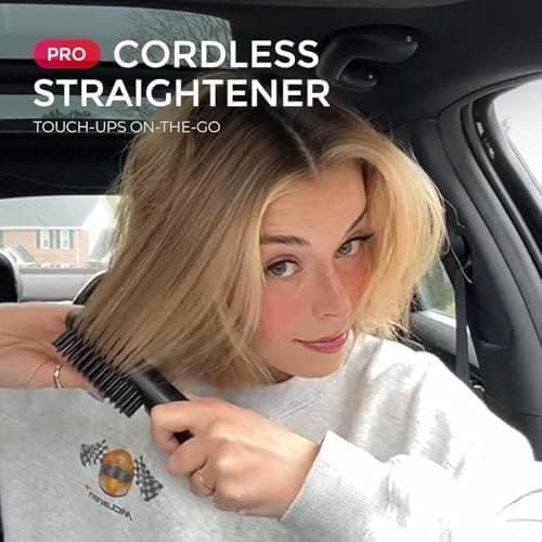 TYMO Porta PRO Cordless Hair Straightener Brush, Ionic Heat, Travel Size