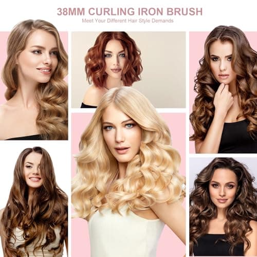 Thermal Heated 1.5 Inch Round Curling Iron, Anti-Scald Bristles, Instant Heat, Dual Voltage, Professional Travel