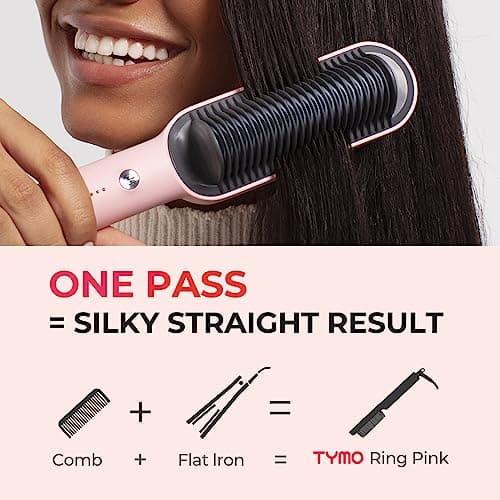 TYMO Sakura Pink Ring Hair Straightener - Fast Heating, 5 Temp Settings & Anti-Scald