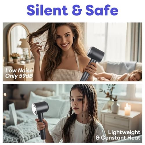 Ionic High-Speed Travel Hair Dryer for Fast Curling, Low Noise and Safety Certified