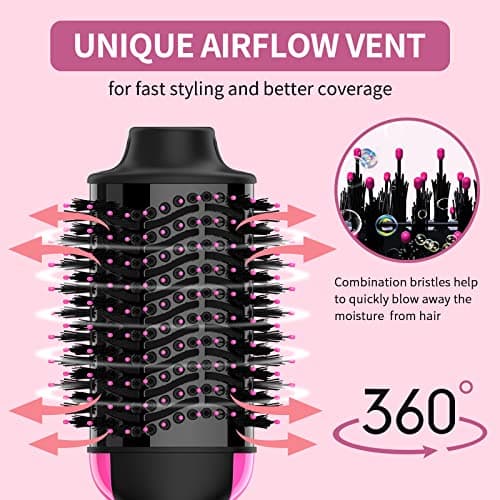 4 in 1 Hair Dryer, Styler, Volumizer & Straightener with Negative Ion & CeramicTitanium Barrel