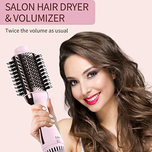 4-in-1 Hair Dryer Brush Straightener with Negative Ion Ceramic Barrel Anti-Frizz