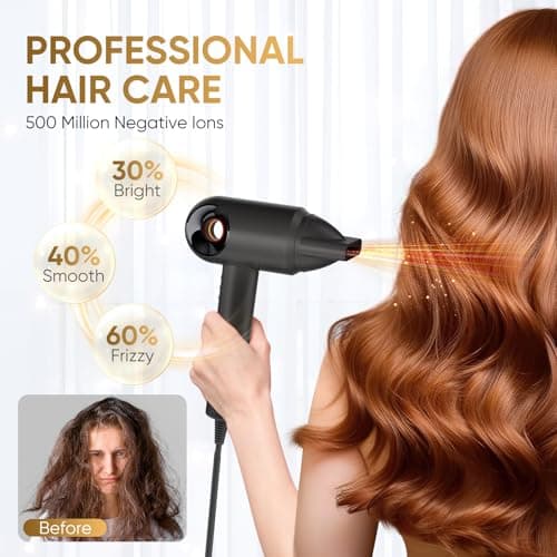 Pastel Purple Negative Ionic 16000 RPM Hair Dryer with Diffuser and Nozzle