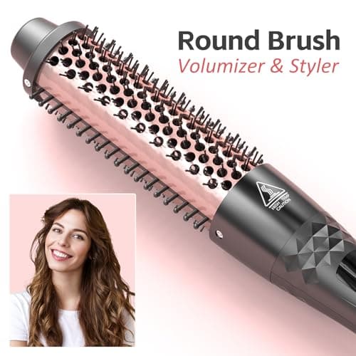 MOCEMTRY 1.5" Heated Tourmaline Curling Brush with Detachable PTC Head