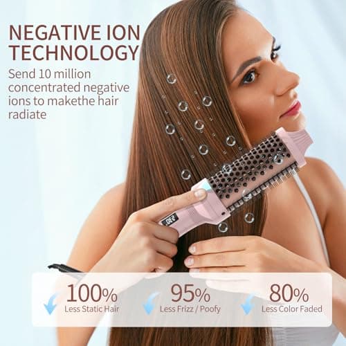 K&K 1.77 Inch Ceramic Tourmaline Ionic Heated Curling Brush Creates Volume & Curls