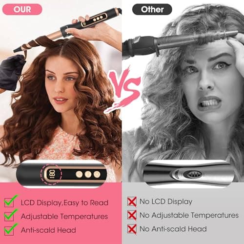 5-in-1 Curling Iron Set for Long Hair with 4 Barrels, Heat Protector Glove & Clips