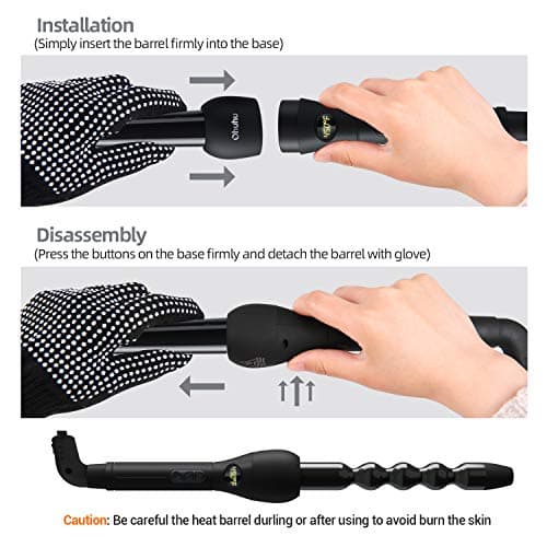 5-in-1 Ohuhu Curling Iron Wand Set LCD Temp. Display Black