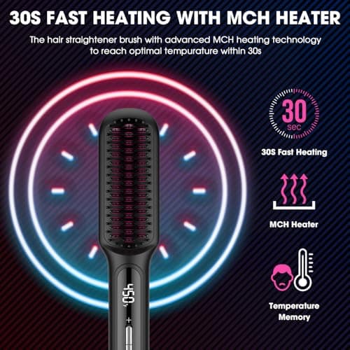 MiroPure Plasma Ceramic Hair Straightener with 16 Temp Settings, LED Display, Black
