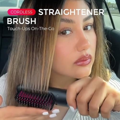 TYMO Portable Cordless Hair Straightener, Mini Anti-Scald Comb for Women, Black