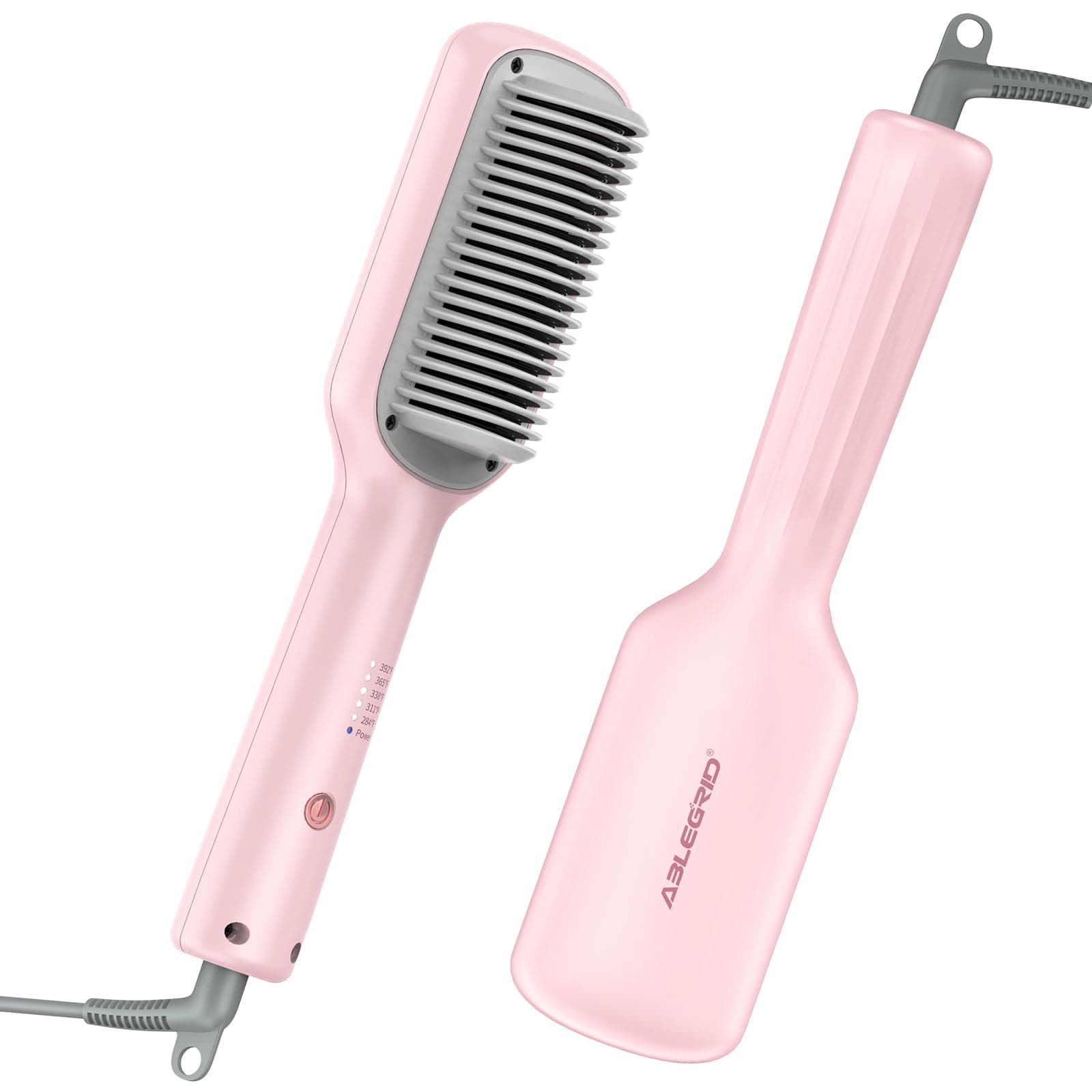 ABLEGRID Portable Hair Straightener Brush with 5 Temps and Anti Scald Support
