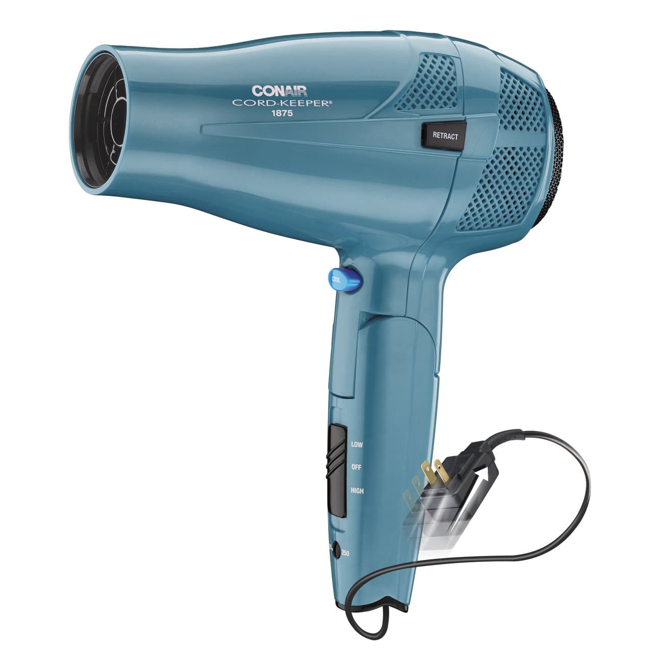 Conair 1875W Travel Hair Dryer with Folding Handle and Retractable Cord