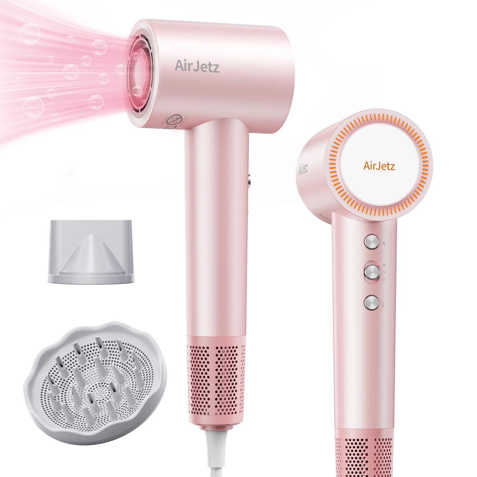 Professional Ionic Hair Dryer, 110,000 RPM, Fast, Lightweight, Pink