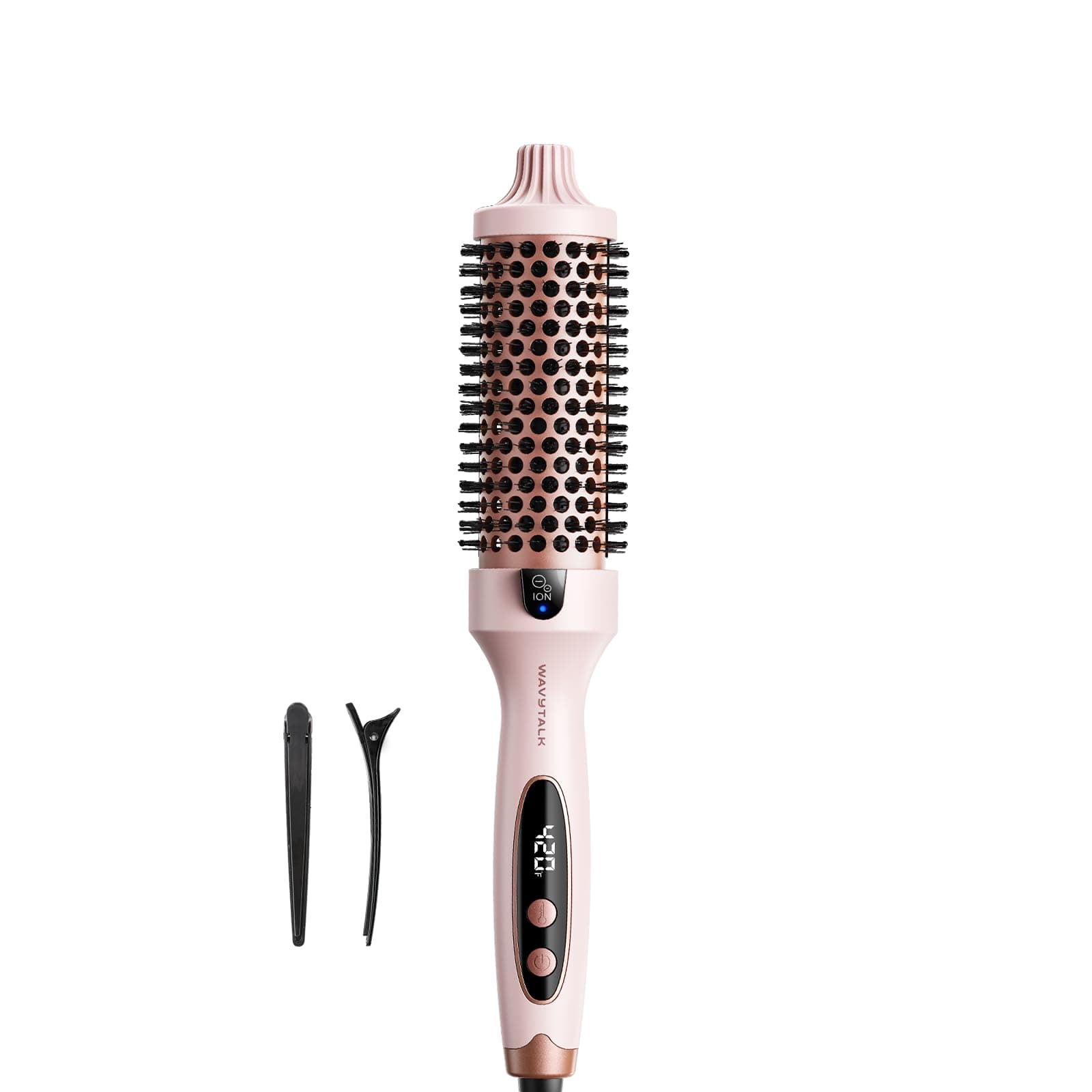 Wavytalk Pink Sakura 1.5 inch Heated Round Brush, Dual Voltage, Blowout Boost