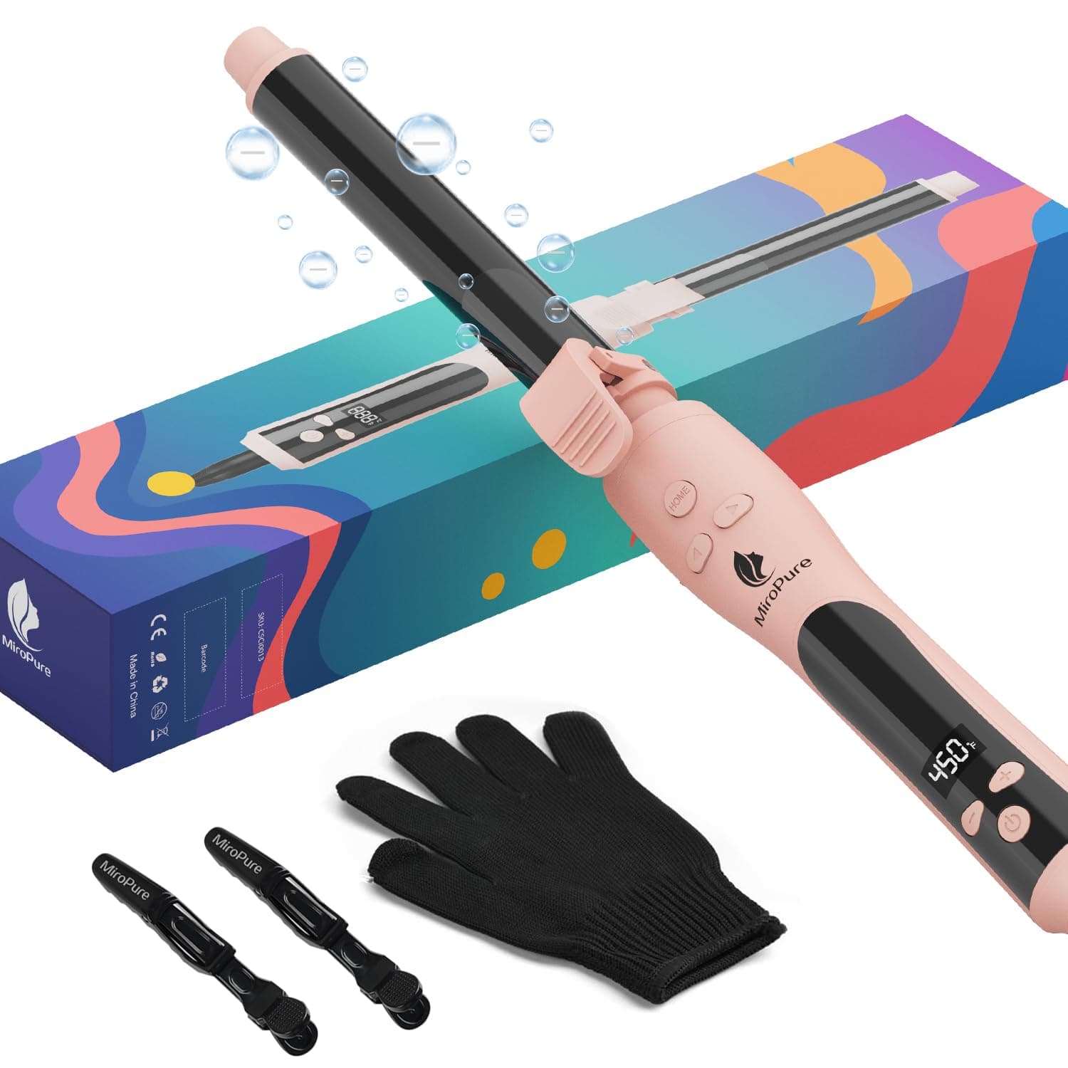 MiroPure Self-Rotating 1 Inch Ionic Curling Iron for Waves and Curls
